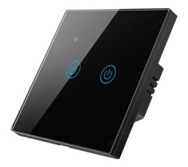 Умный двухкнопочный сенсорный выключатель Roximo черный SWSEN01-2B 