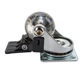 Колесо ПУ прозрачное поворотное с тормозом 35 мм СИБРТЕХ 68736 