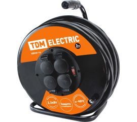 Силовой удлинитель TDM УХз16-004 металлическая катушка, А3, 4 места IP44/30м КГ 3х1,5 SQ1301-0160 