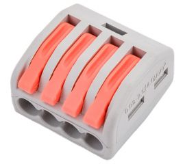 Строительно-монтажная клемма ЕТР смк 222-414 с рычагом, 4 отверстия 0,08-2,5 мм2, 5 шт/уп 40439 