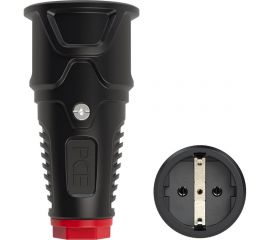 Розетка кабельная PCE 16A 220V 2P+E IP20 корпус черный, маркер красный 2520-sr 