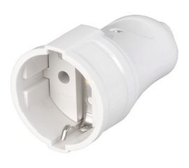 Кабельная разборная прямая розетка АБК-СИЛА с заземлением 16А 220В белая 1 шт 2902003 