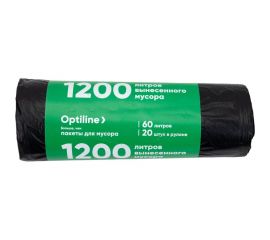 Пакеты для мусора ПНД 60x80 см, 60 л, черные, в рулоне 20 шт. Optiline 23-1054 