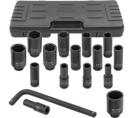 Набор глубоких ударных головок с Г-образным воротком Forsage f-4166a-5mpb 1/2. в кейсе 54602 