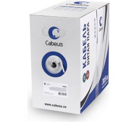Кабель витая пара UTP (U/UTP) Cabeus категория 5e, 4 пары 0,48мм (24 AWG), одножильный, LSZH, нг(А)-HF, серый, (305 м) UTP-4P-Cat.5e-SOLID-LSZH-GY-LIGHT 