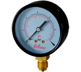 Манометр от 0 до 160 бар из углеродистой стали, D100 мм, BSPP 1/2"", штуцер снизу A-Flow G10-C-8G-100A-160bar 