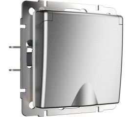 Влагозащищенная розетка WERKEL с зазем. с защит. крышкой и шторками серебряный матовый a063614 