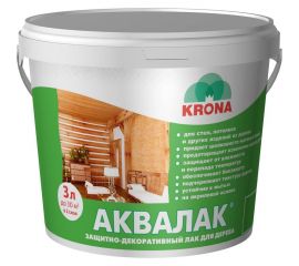Защитно-декоративный лак для дерева KRONA Аквалак (махагон осенний; 3 л) 66361400 