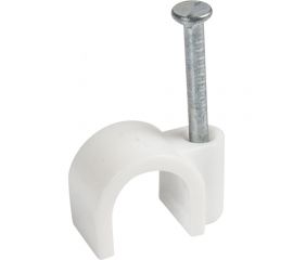 Пластиковая круглая скоба с гвоздем REXANT 9 мм, белая, 20 шт. 07-4009-20 