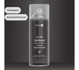 Универсальная алкидная эмаль Elcon ral 9005, черная, глянцевая, аэрозоль, 520 мл 00-00463212 