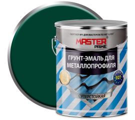 Грунт-эмаль для металлопрофиля MASTER PRIME RAL 6005 зеленый мох, 4 кг 4300006946 