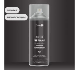 Универсальная алкидная эмаль Elcon ral 9005, черная, матовая, аэрозоль, 520 мл 00-00463209 