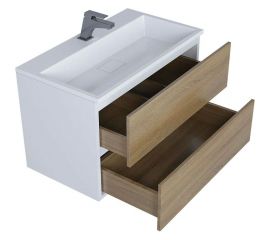 Подвесная тумба под раковину для ванной uperwood Barsa_70 см, подвесная, белая/дуб сонома 2930205156 