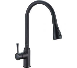 Смеситель для кухни SHEVANIK с выдвижной лейкой душем, черный S163H 
