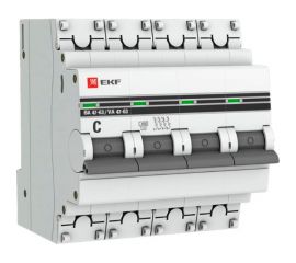 Автоматический выключатель EKF PROxima ВА 47-63, 4P, 50А, C, 4,5kA, SQ mcb4763-4-50C-pro 