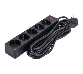 Сетевой фильтр Smartbuy 10А, 2200 Вт, 5 гнезд, без з/ш, земля, ПВС 3x0,75, 5 м, черный SBSP-50-K 