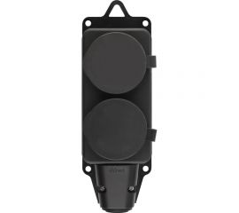 Каучуковая колодка duwi 2 гнезда с заземлением IP44 черная 16A 27461 2 