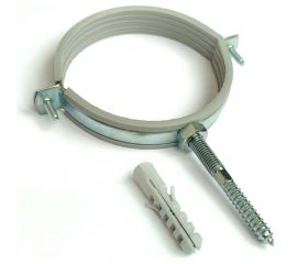 Металлический сантехнический хомут Хоммет 4” 105-115 мм, шпилька М8х80, дюбель 10х50 RUS004 