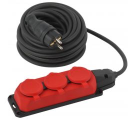 Силовой удлинитель ЭРА UK3e3x1,510mIP44(KG) с заземлением, 3 розетки, каучук, 10м, КГ 3x1,5мм2 IP44 Б0057580 