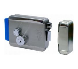 Электромеханический замок FOX накладной, установка внутренняя, левая правая, нержавеющая сталь, блокиреумая кнопка выхода на замке, тип ключа-зубчатый 5-шт. в комплекте, 12в 2а, цвет стальной, 142x105x35. FX-2369 Сталь 