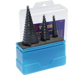 Набор сверл ступенчатых (3 шт; 4-12 мм; 4-20 мм; 4-32 мм; трехгранный хвостовик; HSS) ТУНДРА 4606768 