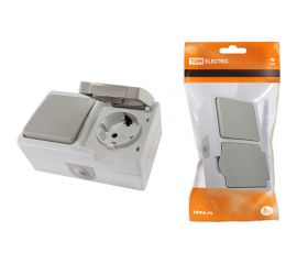 Комбинированный горизонтальный блок TDM выключатель+ розетка Вуокса SQ1803-0010 