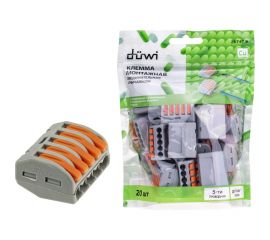 Соединительные монтажные клеммы duwi с рычажком СМК 222-415 4мм2 20 шт. 26747 8 