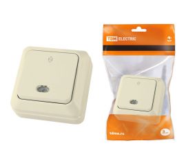 Проходной переключатель TDM Ладога слоновая кость ОП одноклавишный с подсветкой SQ1801-0012 