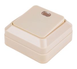 Одноклавишный выключатель TDM открытой установки с подсветкой, слоновая кость Ладога SQ1801-0010 