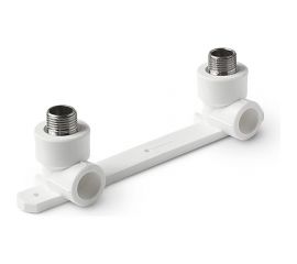 Комбинированный двойной угольник с креплением PRO AQUA PP-R НР белый, 20 мм, 1/2"" PA280108Pb 