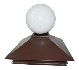 Металлический колпак на столб ПРОФМЕТСТИЛЬ (коричневый; с фонарем) 623 