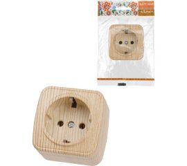 Розетка TDM 2П+З открытой установки IP20 16А, сосна ""Дача"" Народная SQ1824-0038 