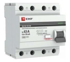 Устройство защитного отключения EKF ВД-100, 4P, 63А/30мА, PROxima SQ elcb-4-63-30-em-pro 