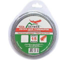 Леска для триммера 2 мм, 15 м, армированный крученый квадрат SKYWER DSQT 20-15 
