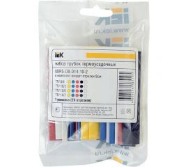 Набор термоусаживаемых трубок IEK ТТУ 2 1, 4 2, 6 3, 8 4 ЖЗ, С, К, Ч, Б 20х8см упаковка UDRS-D2-D8-10-1 