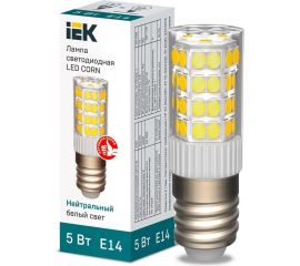 Светодиодная лампа IEK corn капсула 5вт 230в 4000к керамика e14 LLE-CORN-5-230-40-E14 
