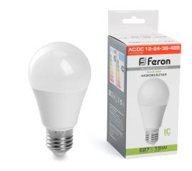 Светодиодная низковольтная лампа FERON (15W) 12-48V E27 4000K A60, LB-19 48730 