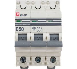 Автоматический выключатель EKF PROxima 3P 50А C 6кА ВА 47-63M с электромагнитным расцепителем mcb4763m-6-3-50C-pro 