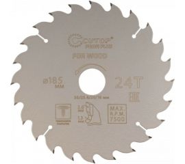 Диск пильный с тефлоновым покрытием по дереву Profi plus 185x1.3/2x30/25.4/20/16 мм, 24Т CUTOP 75-18524Т 