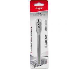 Сверло плоскофрезерное по дереву (16х150 мм; HEX 1/4) Elitech 1820.048200 