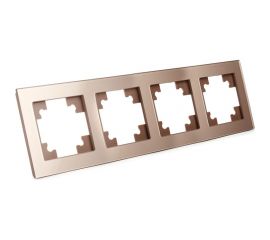 Горизонтальная 4-местная рамка STEKKER серия Катрин, стеклянная, GFR00-7004-02, шампань 39530 