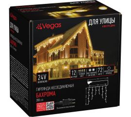 Электрогирлянда VEGAS Бахрома 288 теплых LED ламп, 12x0.6 м 55165 
