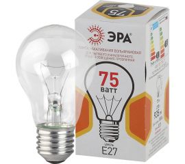 Лампа ЭРА A50 груша 75 Вт, 230В, Е27, цветная упаковка 10/100/3600 Б0039123 