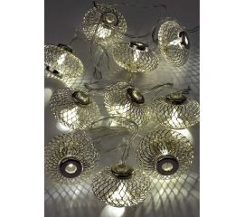 Гирлянда КОСМОС-Фонарики лофт метал. сереб диаметр 5x3см 10LED, KOC_GIR-B120 