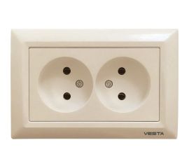 Розетка Vesta-Electric Roma КРЕМОВЫЙ двойная без заземления FRZ00010112MLK 