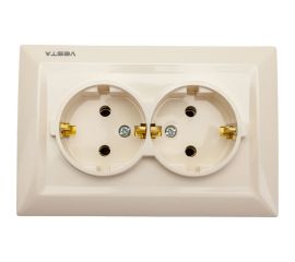 Розетка Vesta-Electric Roma КРЕМОВЫЙ двойная c заземлением FRZ00010111MLK 