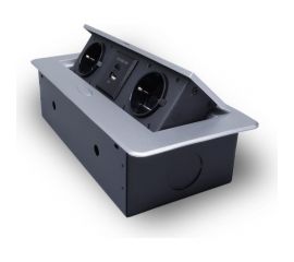 Горизонтальная выдвижная розетка ROCKETSOCKET 2 euro 16a, usb type a+c с блоком 18w, проводка, цвет серый SHS019-S 