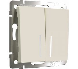 Двухклавишный выключатель WERKEL W1120162 с подсветкой айвори матовый a059282 