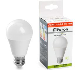 Светодиодная низковольтная лампа FERON (12W) 12-48V E27 4000K A60, LB-19 48729 