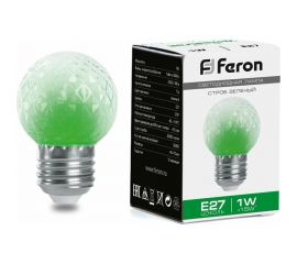 Лампа-строб FERON LB-377 Шарик прозрачный E27 1W зеленый 38209 